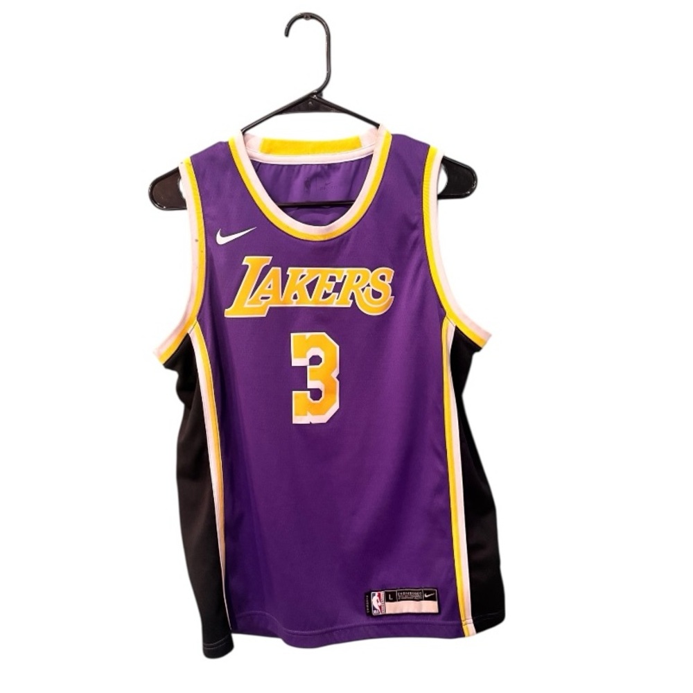 Lakers Anthony Davis Statement Edition 2020 NBA Swingman Jersey in purple.